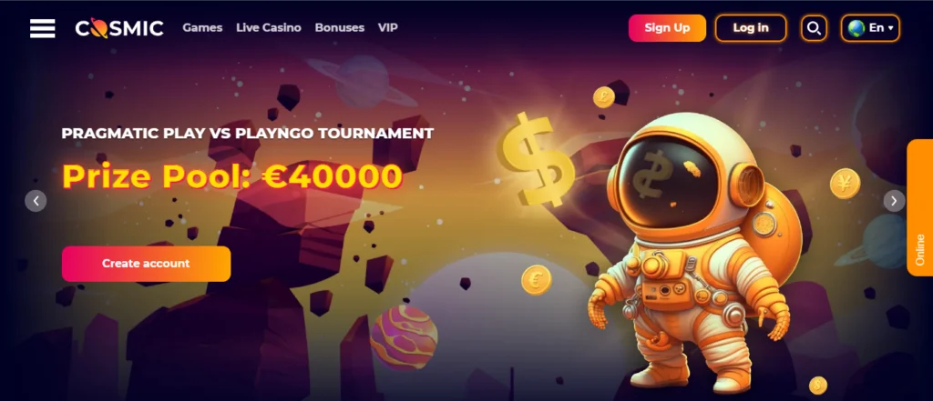 Cosmicslot homepage
