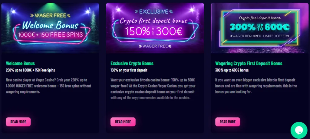 Vegaz welcome bonus