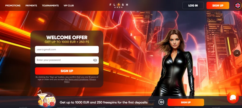 Flashdash homepage