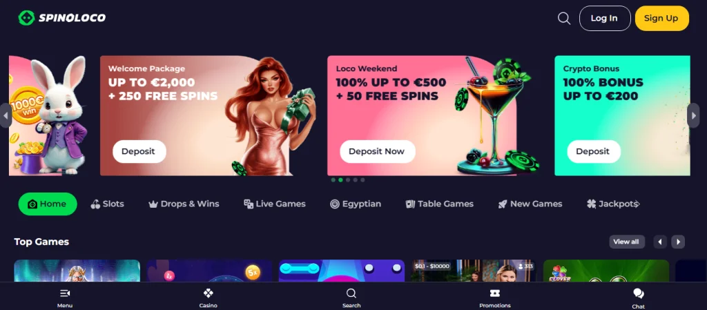 Spinloco homepage